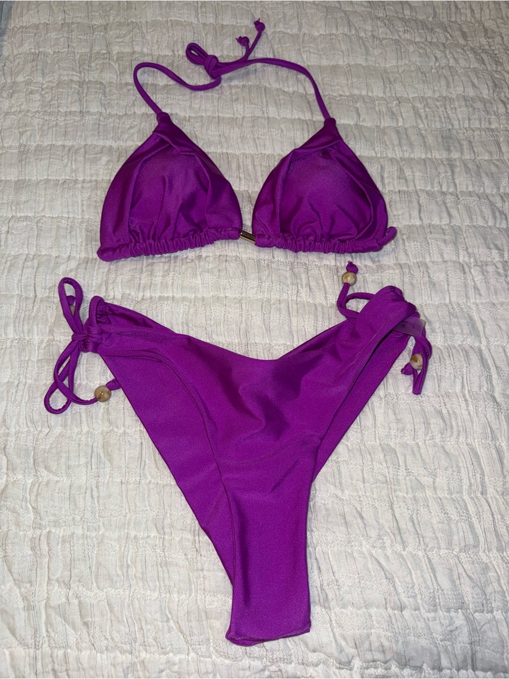 SHEIN Purple Triangle Tie-Side Bikini